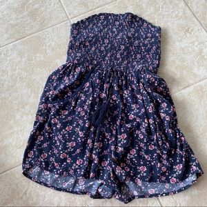 Xhilaration Navy Blue Floral Strapless Romper